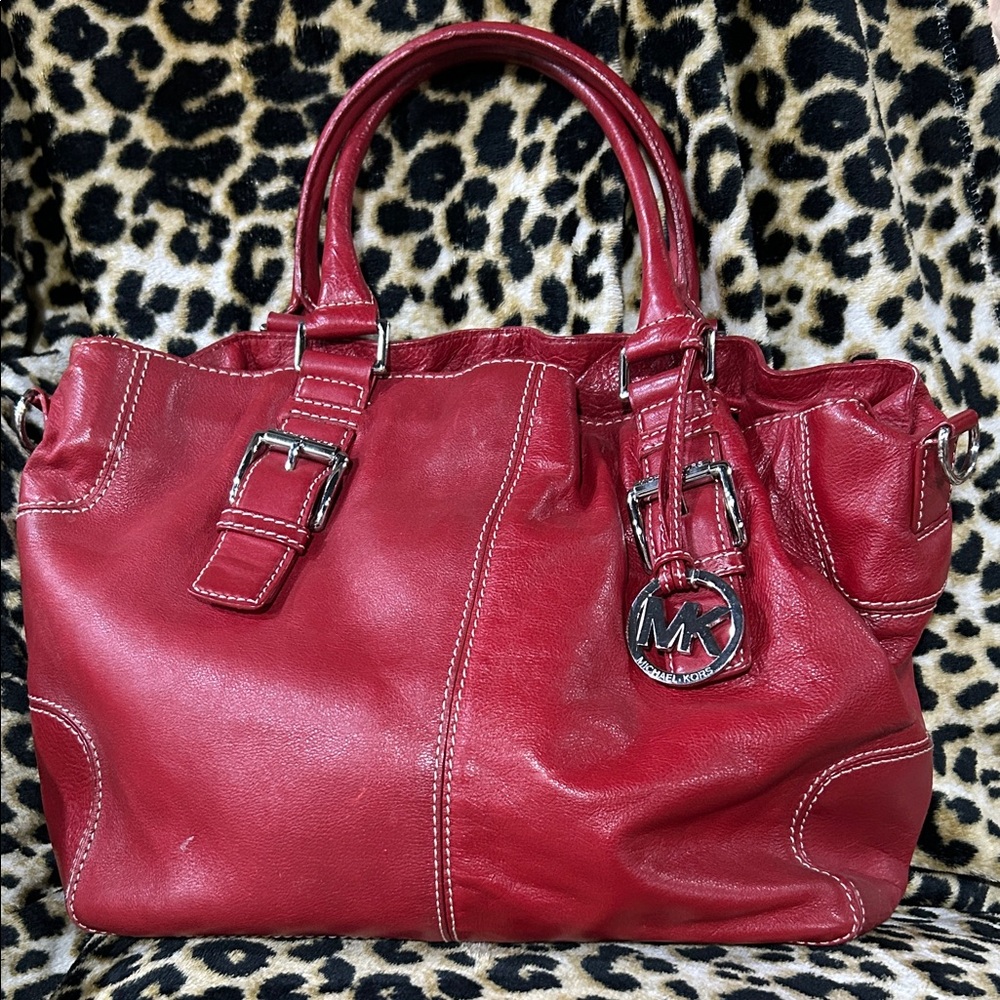 Michael Kors Cherry Red Leather Satchel
